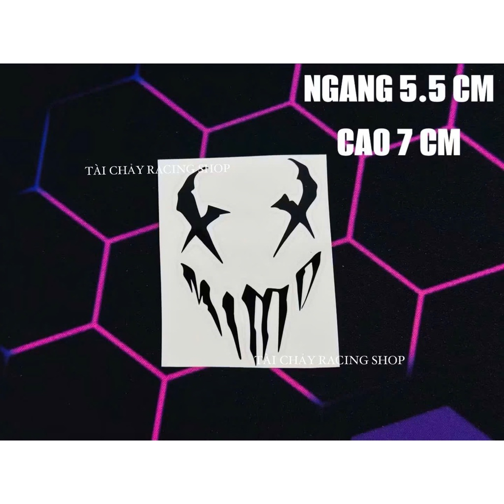 [ 1 TEM ] TEM DECAL MẶT ZOOMBIE ĐEN DÁN TRANG TRI XE