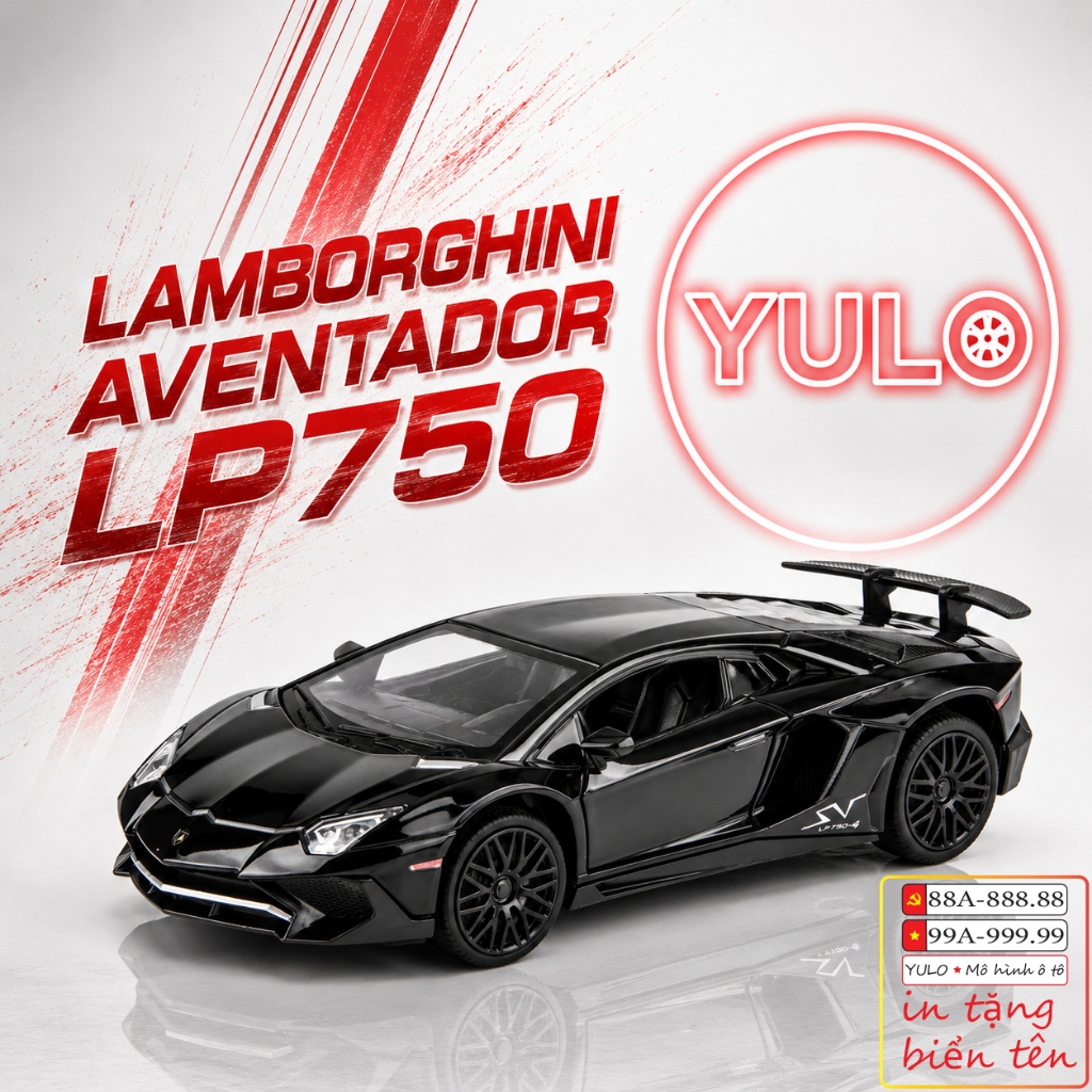 Mô hình xe ô tô Lamborghini Aventador LP750 bằng hợp kim tỉ lệ 1:32 mở cửa, đèn led, âm thanh, quà t