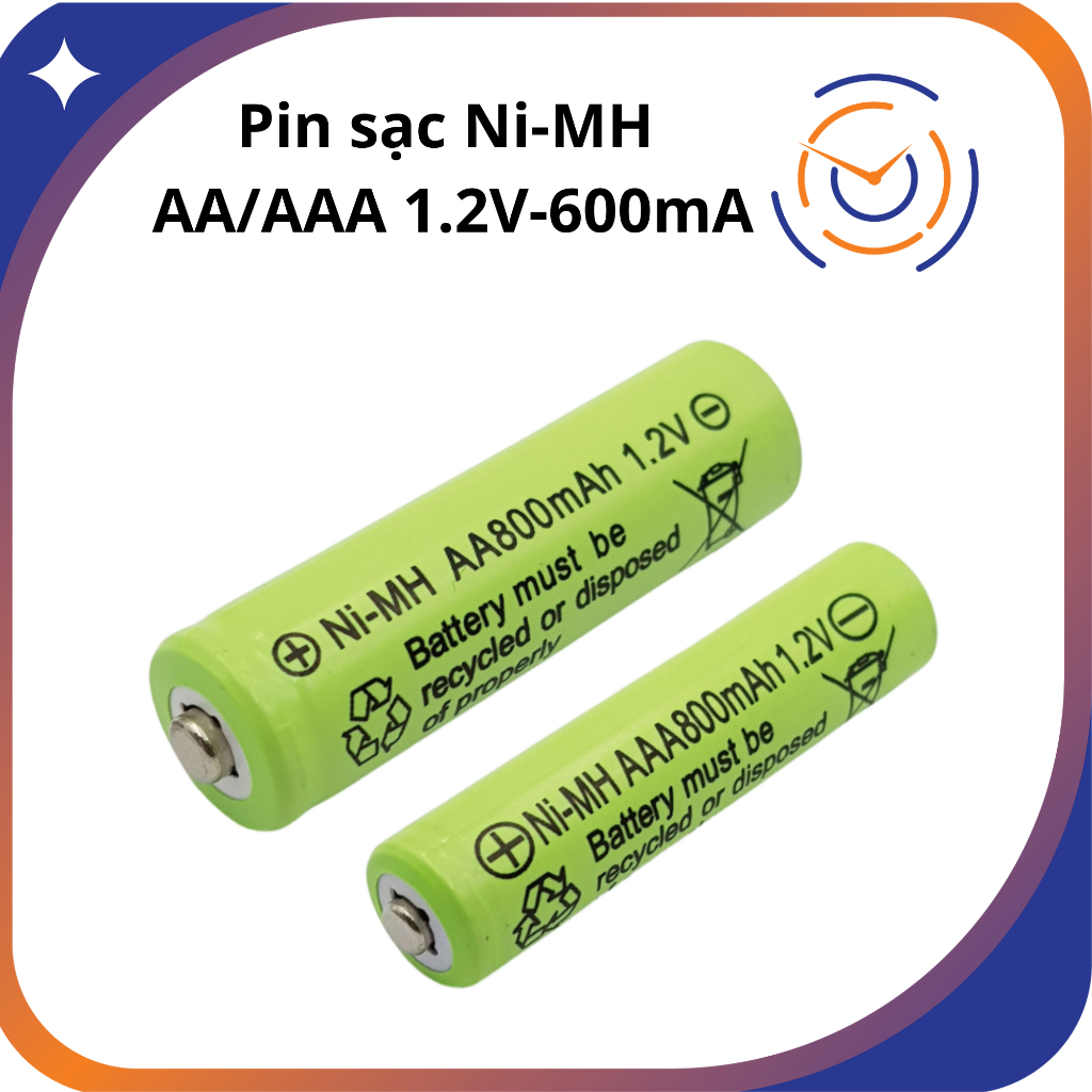 Pin Sạc Ni-MH AA 1.2V 600mAh – Pin Tiểu Sạc Lại Dung Lượng Cao