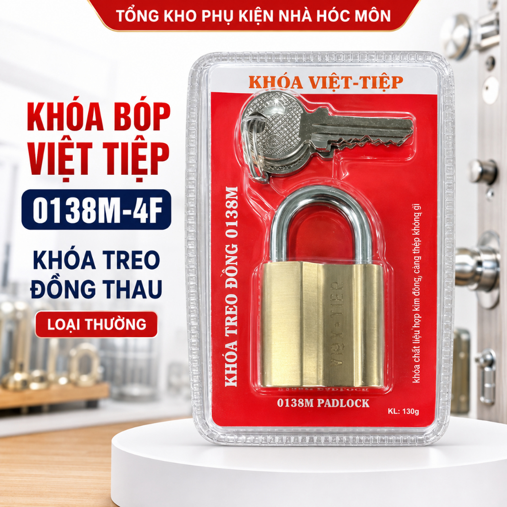 Khóa Bóp Việt Tiệp 0138M-4F – Khóa Treo Đồng Thau Thường