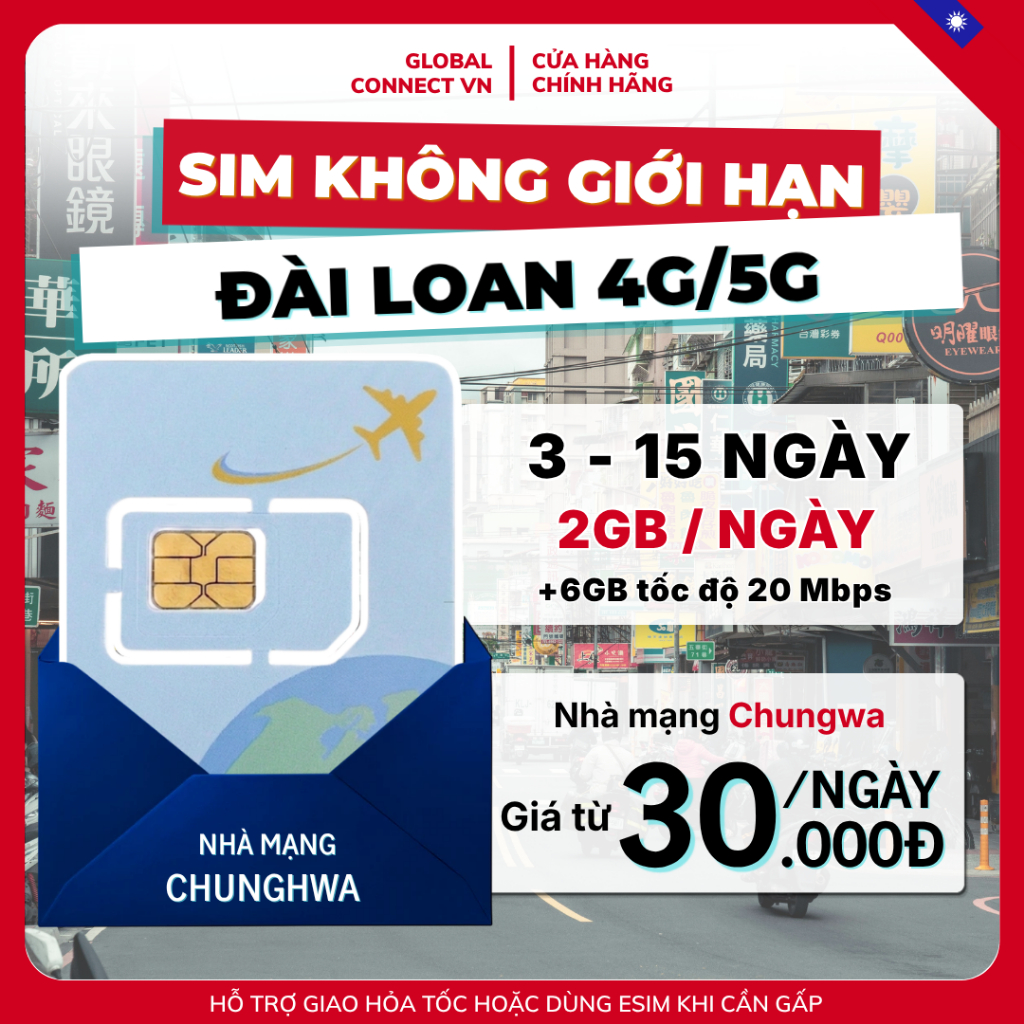 Sim Đài Loan Data Không Giới Hạn Unlimited - Tặng Que Chọc Sim
