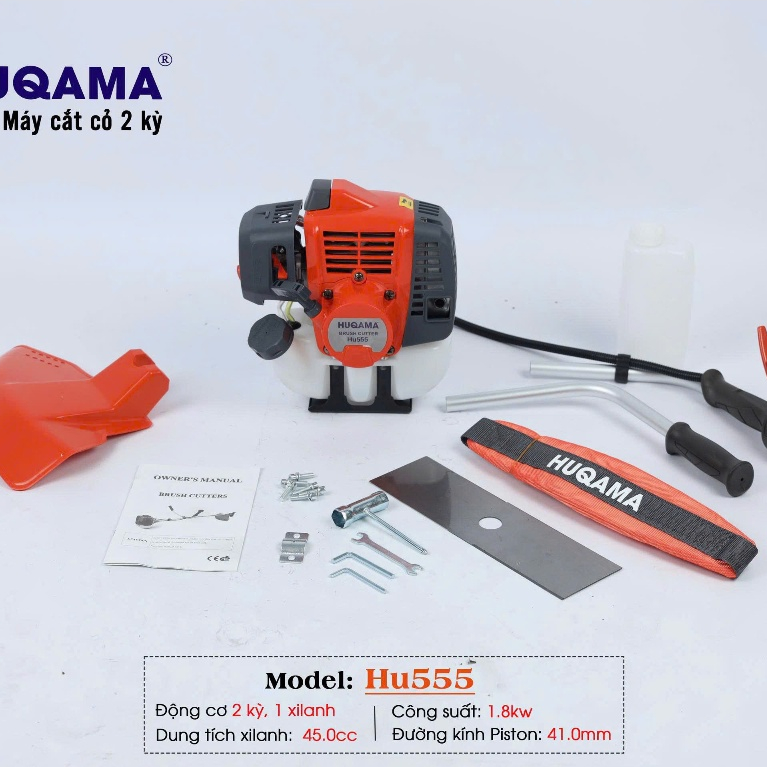 Máy Cắt Cỏ Chạy Xăng HUQAMA 555 Động Cơ 2 thì- Tặng đĩa tròn