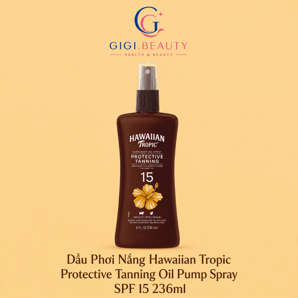 [GIGI] Dầu Phơi Nắng Hawaiian Tropic Protective Tanning Oil Pump Spray SPF 15 236ml