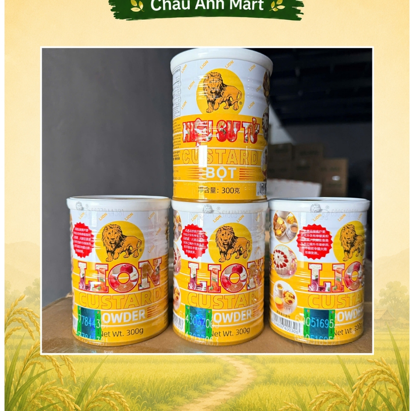 Bột Custard Hiệu Sư Tử Lon 300gr - Dùng làm bánh Custard, Pudding...
