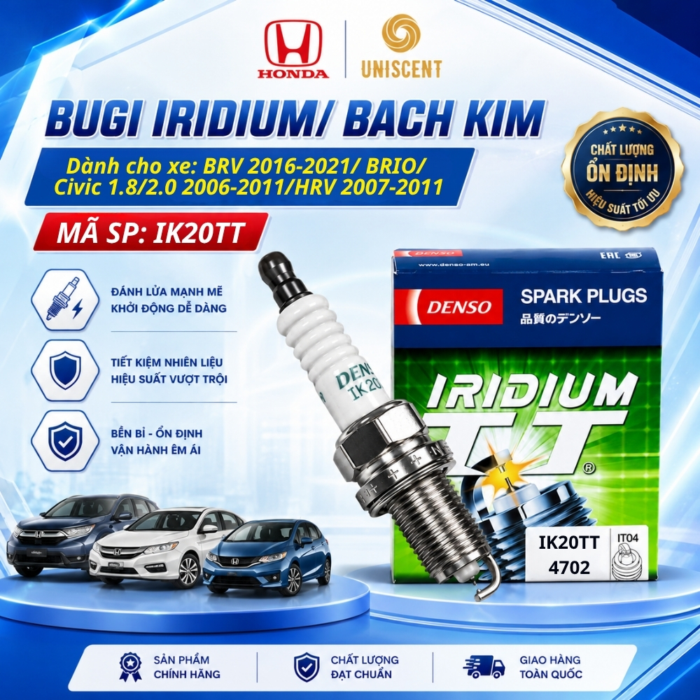 Bugi Iridium/ Bugi Bạch Kim BRV (07-11)/ Accord/ Jazz/ Fit (01-03) (Mã: IK20TT)