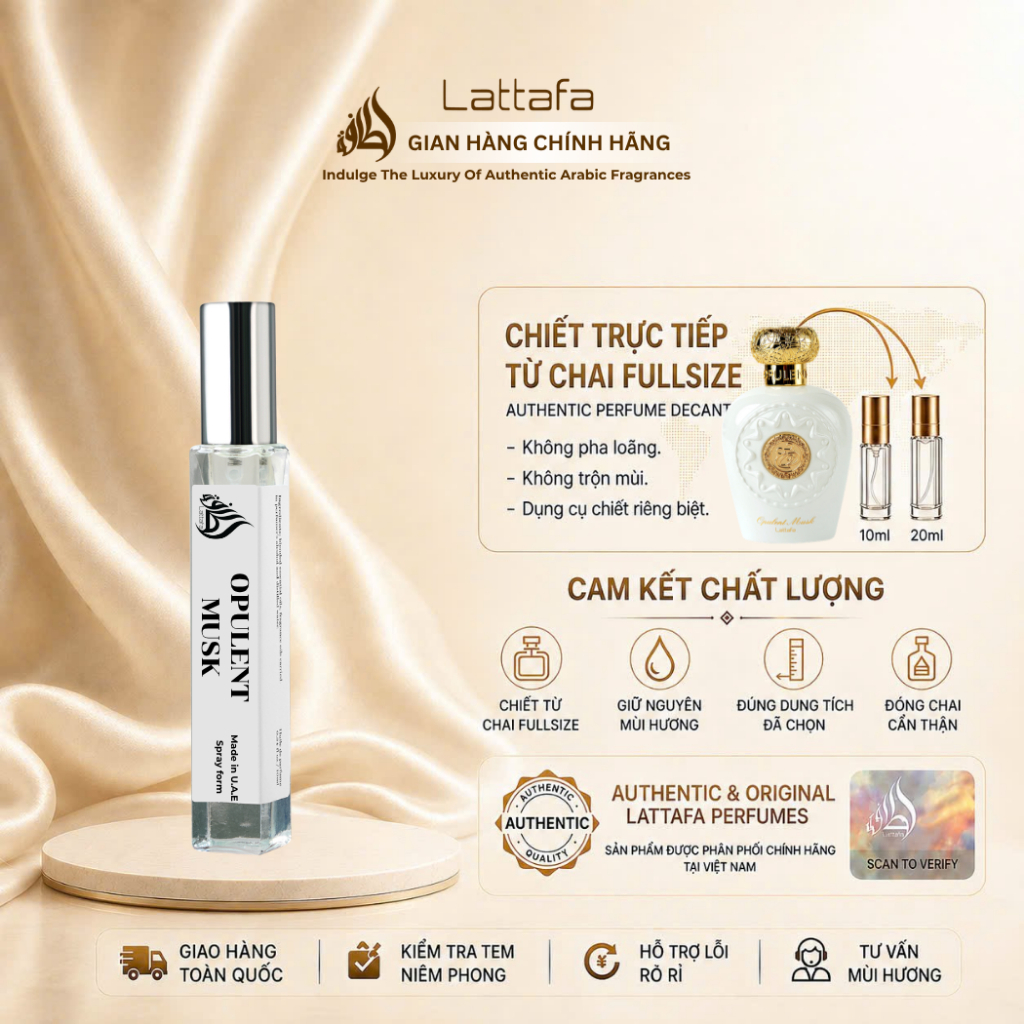 Chiết 10ml | Nước Hoa Nữ Lattafa Opulent Musk Eau De Parfum