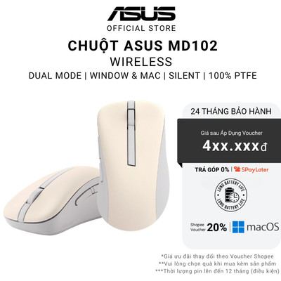 Chuột không dây ASUS MD102 DUAL mode | Silent Yên Tĩnh | Phù hợp văn phòng