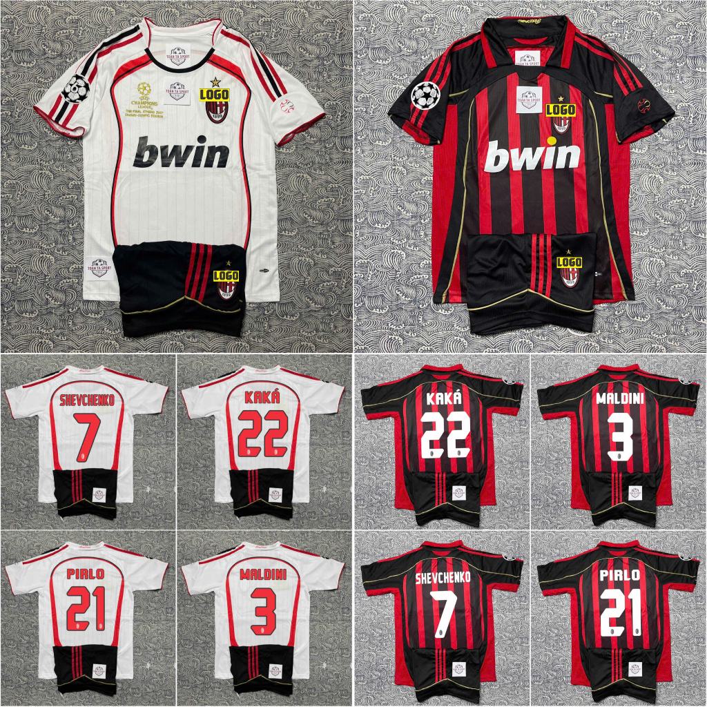 Bộ Quần Áo Bóng Đá CLB AC Milan 2007 Phong Cách Retro - Vải Polyester Thái Gai Lưới