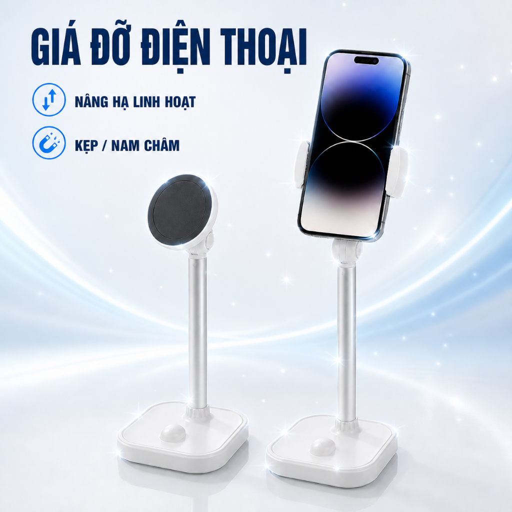 Giá Đỡ Điện Thoại Để Bàn T8/GD06/GD07, Xoay 360°, Điều Chỉnh Độ Cao, Đế Vững Chắc, Quay Video Livest