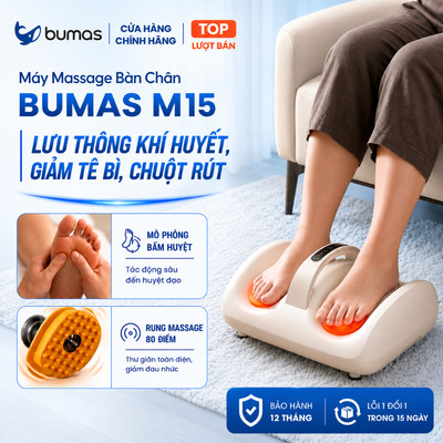 Máy Mát Xa Bàn Chân BUMAS M15 - Massage Chân Rung Đa Điểm Kết Hợp Chườm Ấm Thư Giãn Sâu