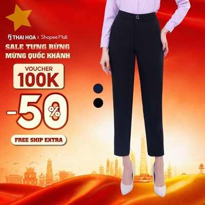 Quần baggy nữ R16 thời trang công sở các màu sợi gỗ sồi Thái Hoà (95% tinh chất gỗ sồi)