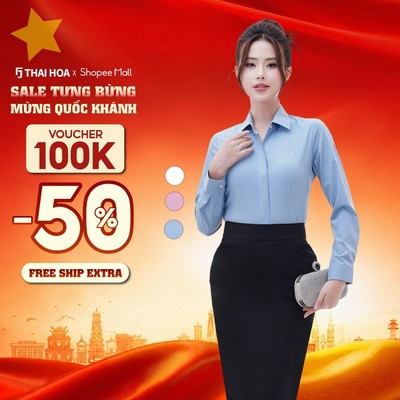 Áo sơ mi 247 dài tay nữ chất liệu AB Siro vải sọc ngang chìm nẹp khuy cao cấp Thái Hòa