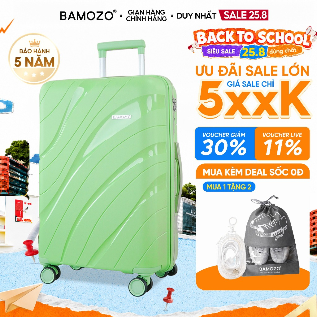 Vali Du Lịch B Bamozo Nancy Size 28 Nhựa PP Cao Cấp, Chống Vỡ Tuyệt Đối, Bảo Hành 5 năm_Nancy