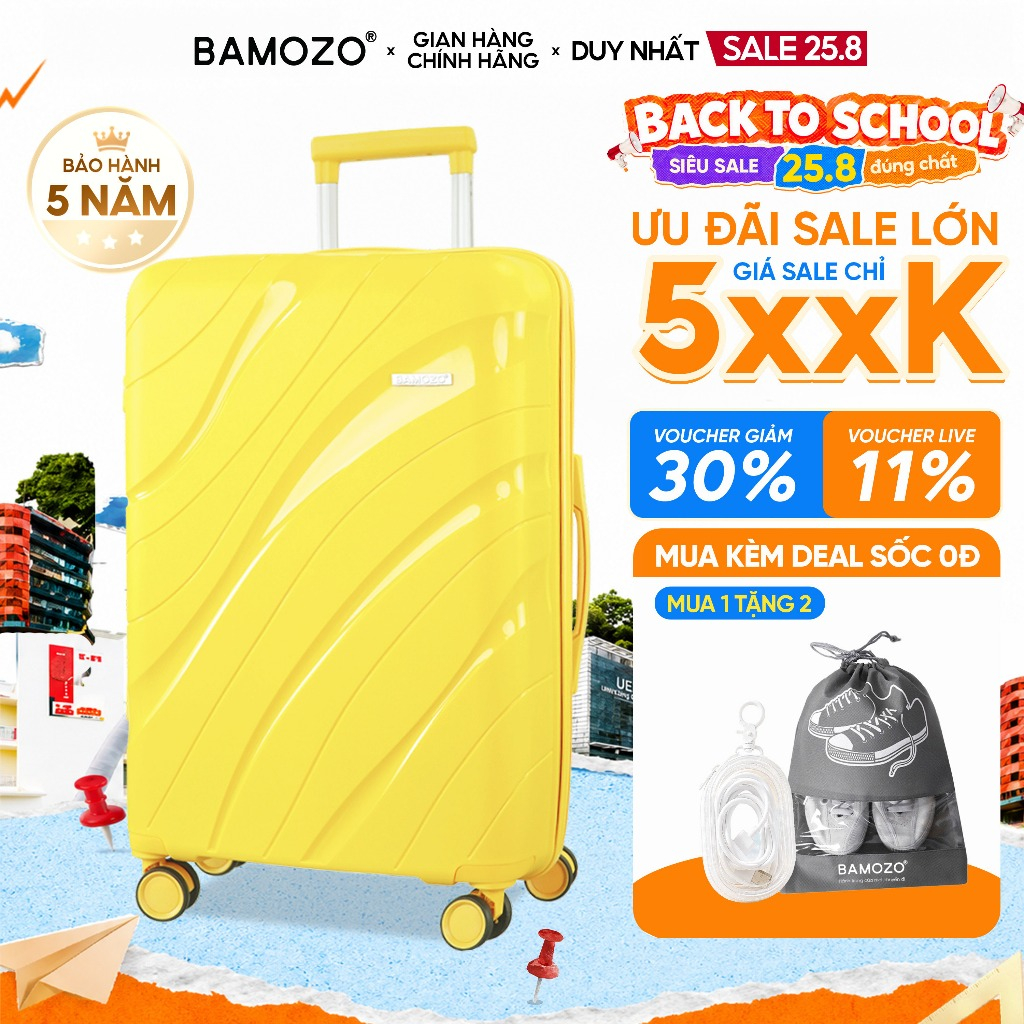 [HỎA TỐC] Vali Du Lịch B Bamozo Nancy Size 28 Nhựa PP Cao Cấp Chống Vỡ - Bảo Hành 5 Năm, 1 ĐỔI 1 TRO