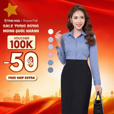 Áo sơ mi nữ 220 chất liệu Ngải cứu dệt sọc chìm form ôm cao cấp Thái Hòa