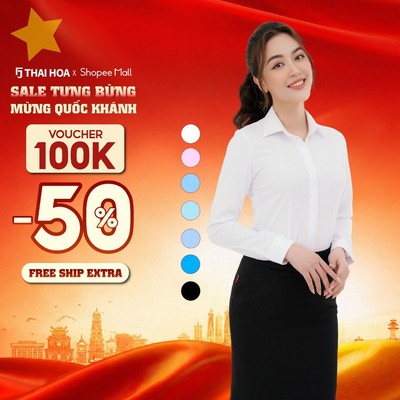 Áo sơ mi nữ dài tay R12 cổ đức form ôm vải sợi tre kẻ chìm nhiều màu Thái Hòa