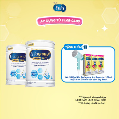 Bộ 2 lon sữa bột Enfagrow A2 Neuropro 4 giúp dễ tiêu hóa, hấp thu cho trẻ 3-6 tuổi – 1.7kg/lon