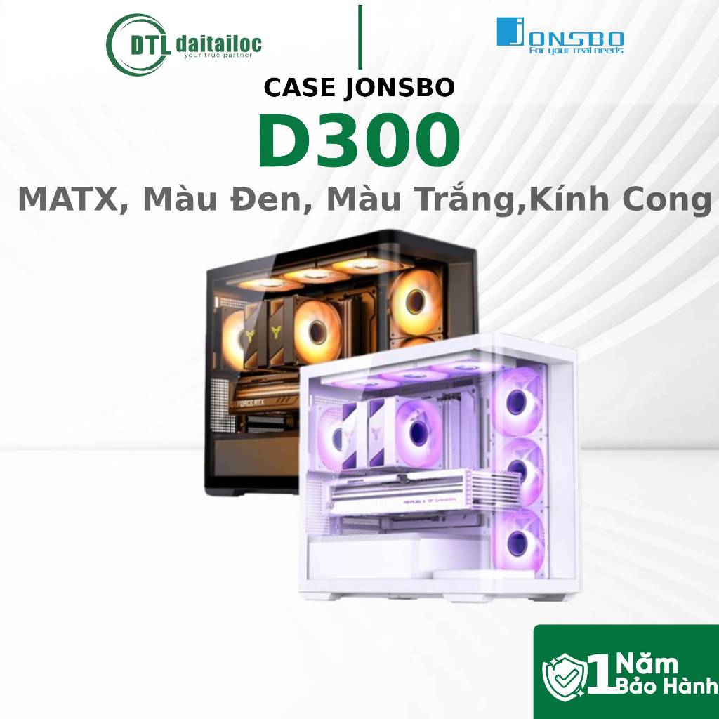 Case JONSBO D300 Black MATX Màu Đen Màu Trắng Kính Cong | Chính Hãng | Bảo Hành 12 Tháng