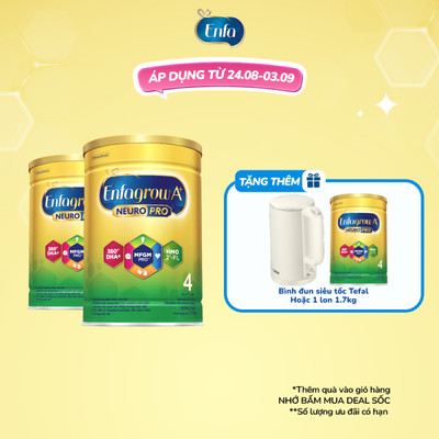 Bộ 2 lon sữa bột Enfagrow A+ Neuropro 4 với DHA giúp phát triển não bộ cho trẻ từ 2-6 tuổi - 1.7kg/lon