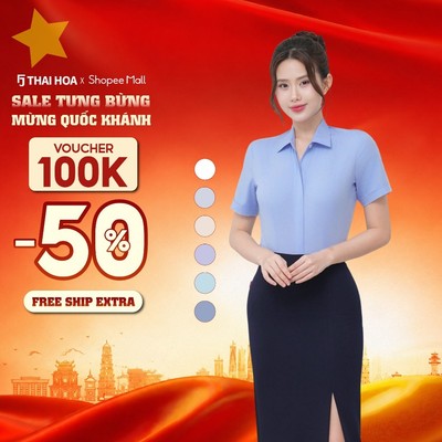 Áo sơ mi nữ trơn 218 chất liệu sợi tre ngắn tay cao cấp áp dụng công nghệ mới Thái Hoà