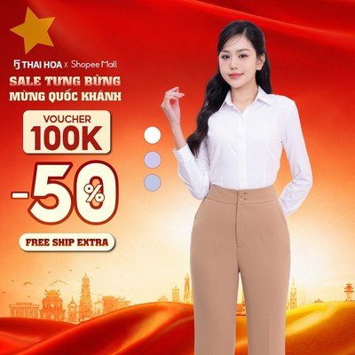 Áo sơ mi nữ 229 dài tay chất liệu Lavender vải kẻ sọc tăm chìm cao cấp Thái Hòa