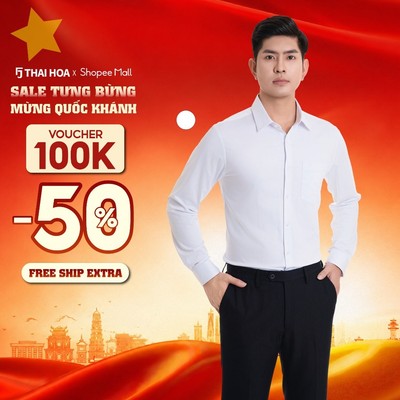 Áo sơ mi nam 995 dài tay sợi cotton trơn công sở form đẹp Thái Hoà