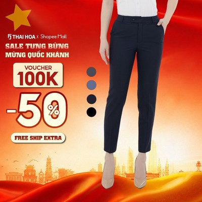 Quần tây nữ R13 ống đứng trơn các màu dáng ôm 1 cúc Thái Hòa