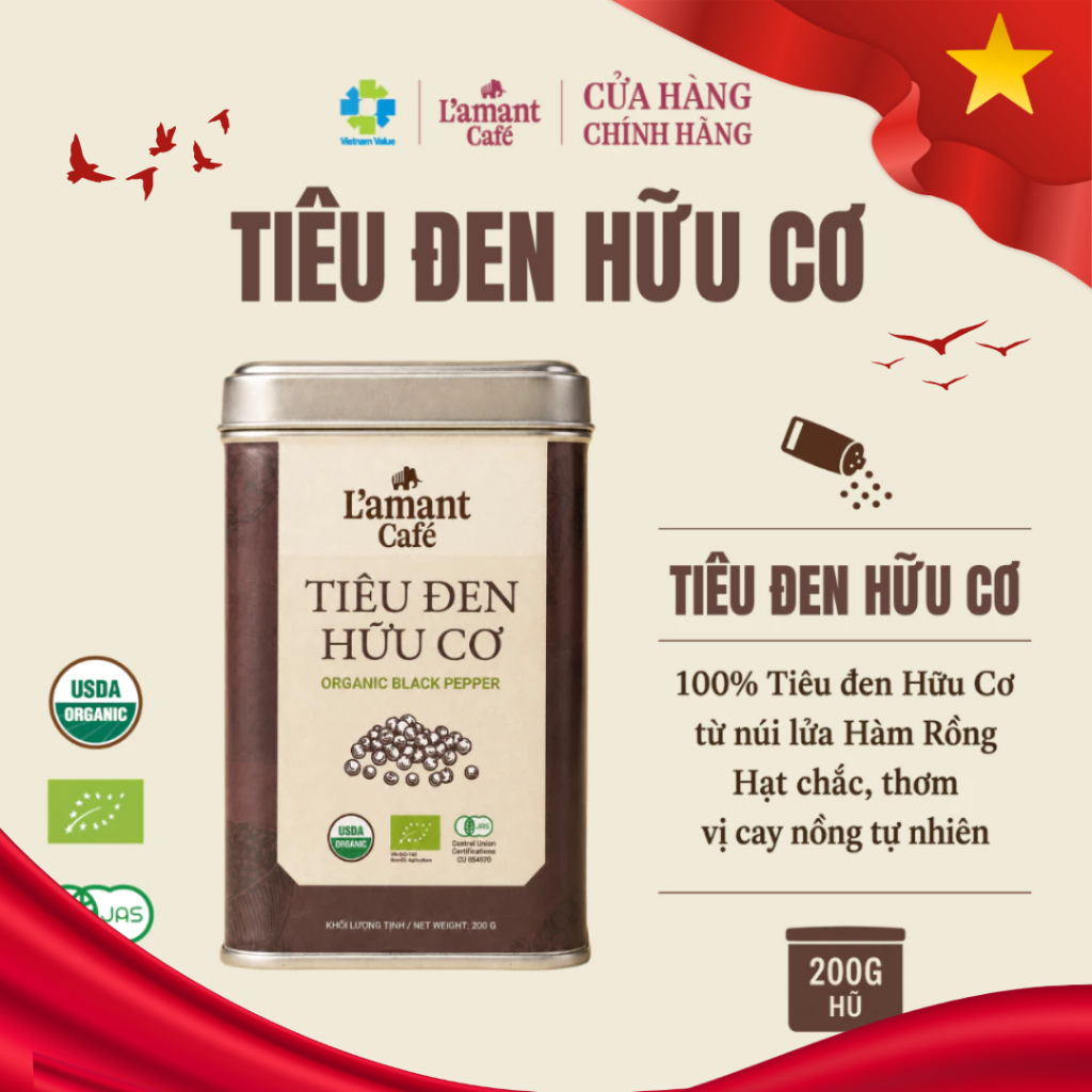 [NEW] Tiêu Đen Hữu Cơ L'amant 200g – Hạt Chắc, Thơm, Cay Nồng Tự Nhiên