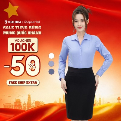 Áo sơ mi nữ Thái Hòa 268 các màu vải trơn form ôm tôn dáng cao cấp