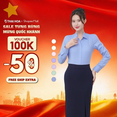 Áo sơ mi nữ 102 chất liệu cotton form ôm trơn bản nẹp khuy cao cấp dài tay Thái Hòa