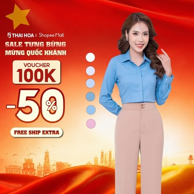 Áo sơ mi nữ dài tay 219 chất liệu sợi Lô Hội form ôm vải dệt xéo cao cấp Thái Hòa