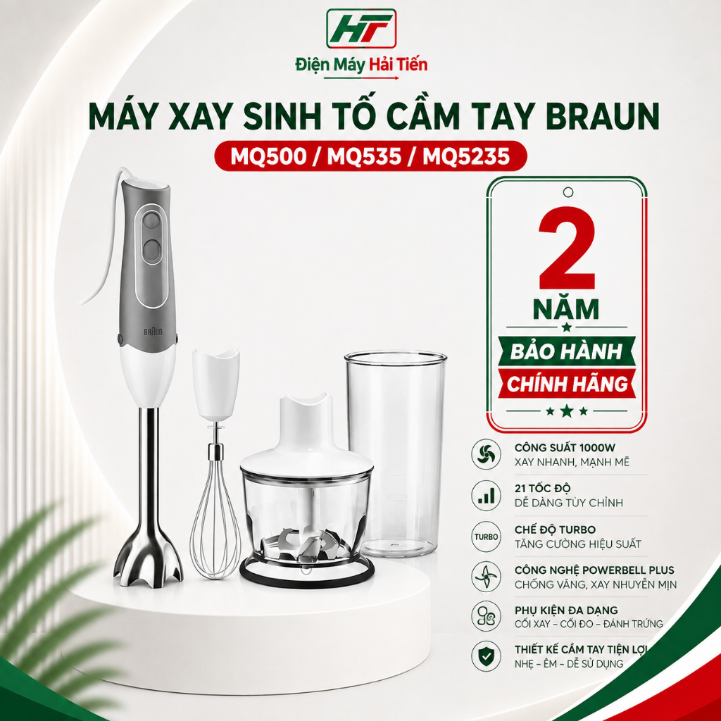 Máy Xay Sinh Tố Cầm Tay Braun MQ500 MQ535 MQ5235 - Điện Máy Hải Tiến Bảo Hành 2 Năm Hàng Chính Hãng