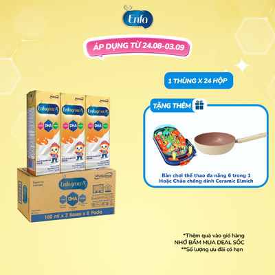 Thùng 24 Hộp Sữa Pha Sẵn Enfagrow A+ 180ml với DHA Hỗ Trợ Phát Triển Não Bộ Cho Trẻ