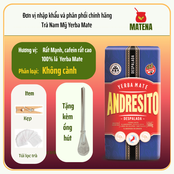 Matena Trà Nam Mỹ Yerba Mate Tỉnh Táo mạnh nhất Andresito Despalada (Không cành)
