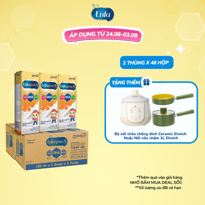 Combo 2 Thùng 24 Hộp Sữa Pha Sẵn Enfagrow A+ 180ml với DHA Hỗ Trợ Phát Triển Não Bộ Cho Trẻ