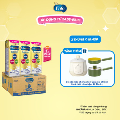 Combo 2 Thùng 24 Hộp Sữa Pha Sẵn Enfagrow A+ Superior 180ml với DHA Hỗ Trợ Phát Triển Não Bộ Cho Trẻ