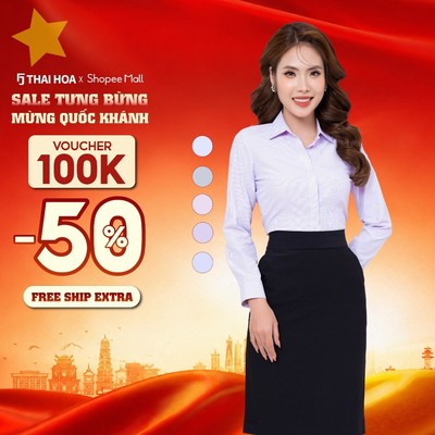 Áo sơ mi dài tay nữ 249 kẻ ô chất liệu bột gỗ Gracell cao cấp form ôm Thái Hòa