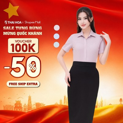 Áo sơ mi nữ 252 ngắn tay sợi Than tre vải sọc nhỡ nẹp khuy cao cấp co giãn 4 chiều Thái Hoà