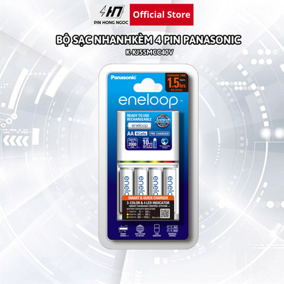 Bộ sạc Nhanh pin AA / AAA kèm 4 pin sạc AA 2.000mAh PANASONIC ENELOOP  K-KJ55MCC40T - Hàng Chính Hãng