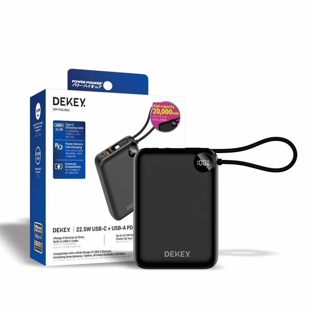 Pin Dự Phòng DEKEY Power Pioneer 20.000mAh 22.5W USB-C PD Power Bank - Sạc Nhanh
