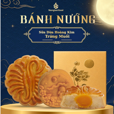 Bánh Trung Thu Sữa Dừa Hoàng Kim Trứng Muối NONGLAMFOOD - Bánh 1 Trứng 80g, 150g