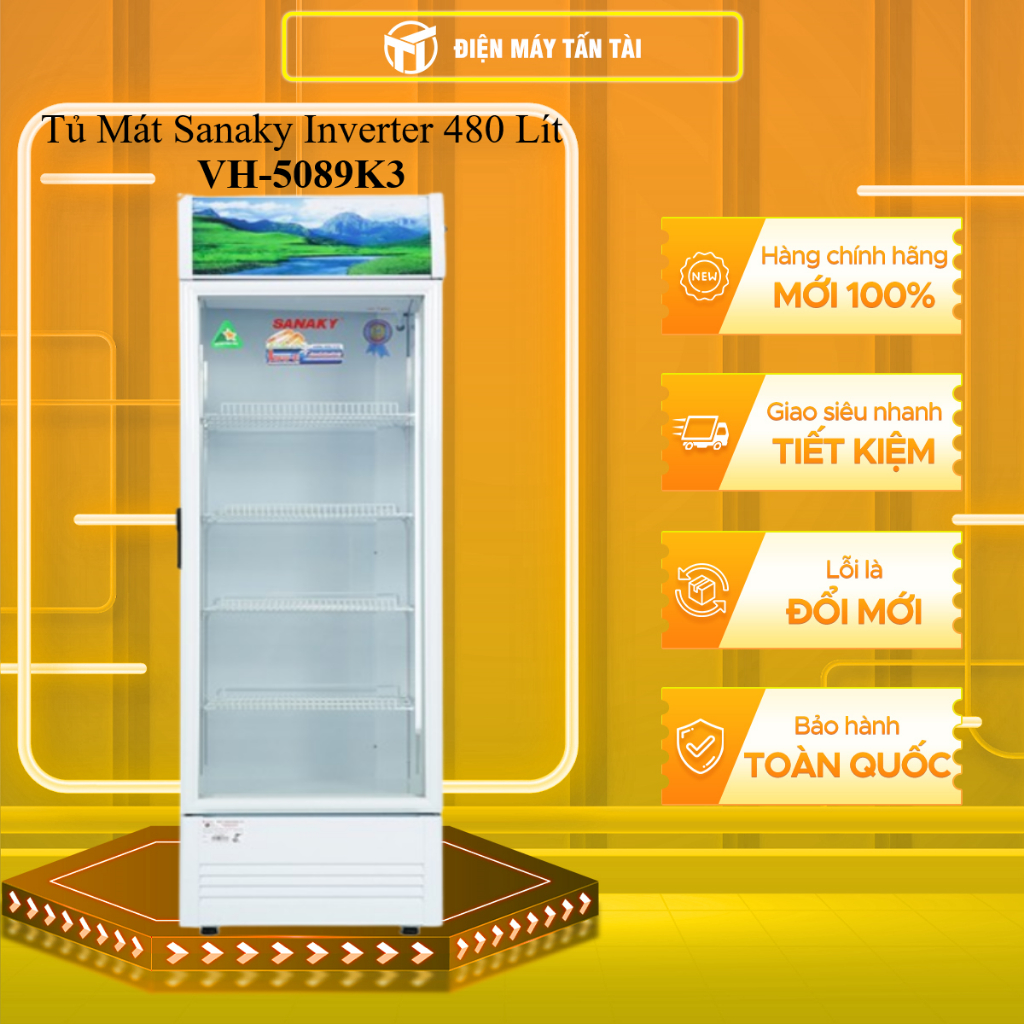 (HCM)  - VH-5089K3 - Tủ Mát Sanaky Inverter 480 Lít VH-5089K3 - DÀN ĐỒNG