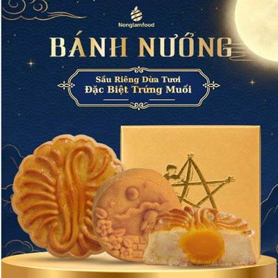 Bánh Trung Thu Sầu Riêng Dừa Tươi Đặc Biệt NONGLAMFOOD - Bánh 1 Trứng 80g, 150g