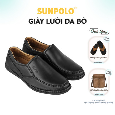 Giày mọi nam Da bò cao cấp SUNPOLO đi làm công sở, đi chơi MOI015