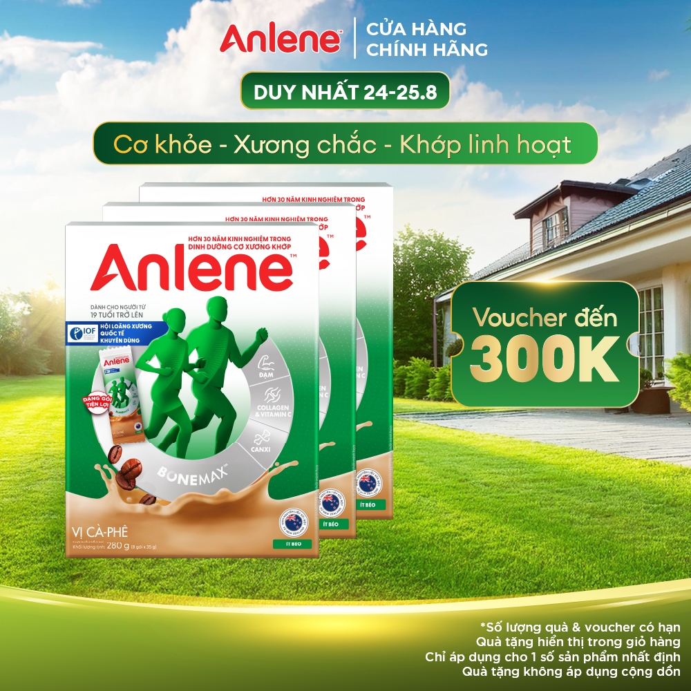 Combo 3 Sữa bột Anlene cà phê hộp 280g