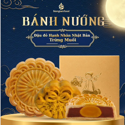 Bánh Trung Thu Đậu Đỏ Hạnh Nhân Nhật Bản NONGLAMFOOD - Bánh 1 Trứng 80g, 150g