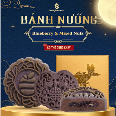 Bánh Trung Thu Blueberry & Mixed Nuts NONGLAMFOOD - Bánh Chay 80g, 150g