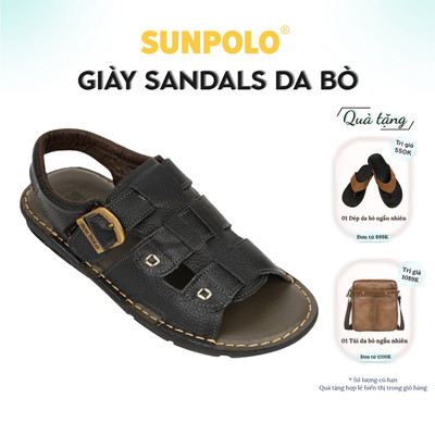 Sandal Nam Da Bò Cao Cấp SUNPOLO SDA022 Có Big size 44 45