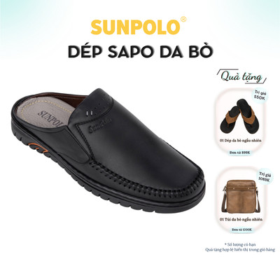 Dép sục nam da bò cao cấp SUNPOLO êm nhẹ thoáng khí SPO293