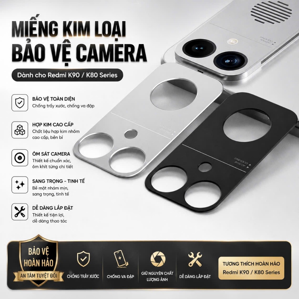 Miếng Kim Loại Bảo Vệ Camera Redmi K90/ K90 Pro Max/ k90 ultra, k90 max K100 PROMAX K100 PRO Poco F8